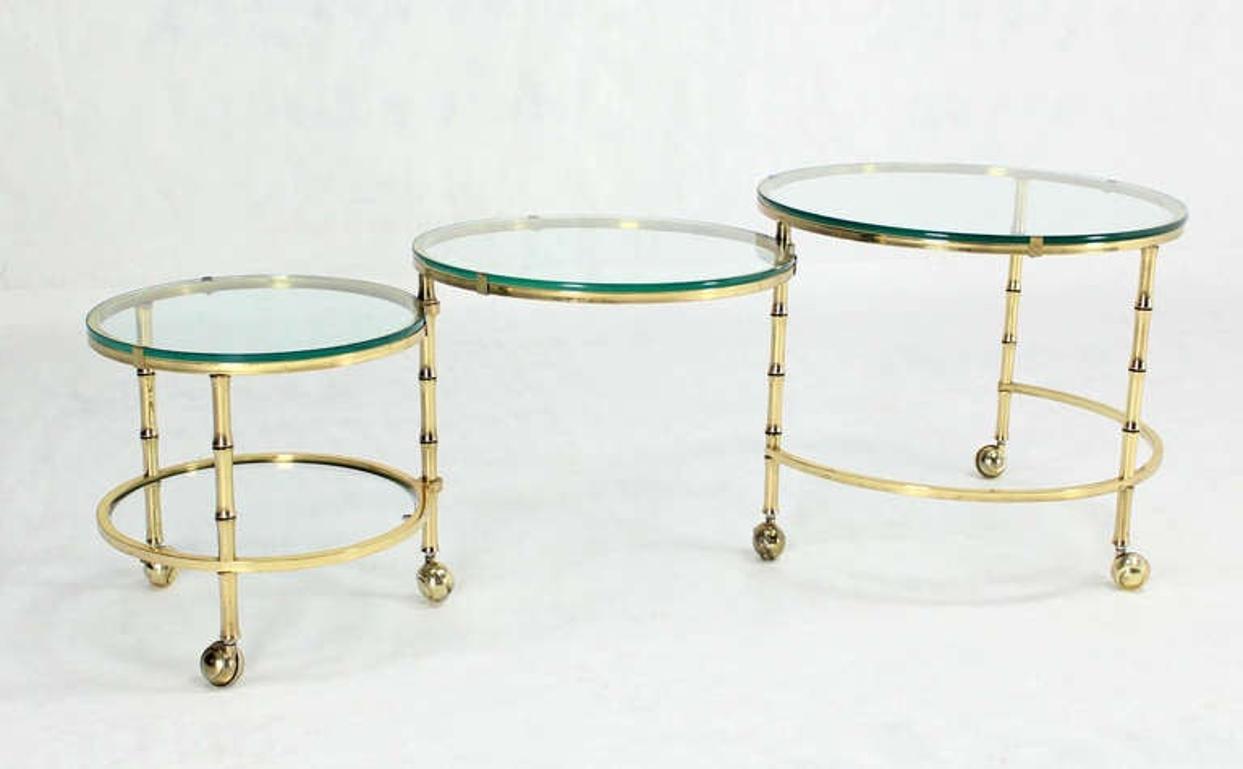 Solid Brass Faux Bamboo Expansion Nesting Tables