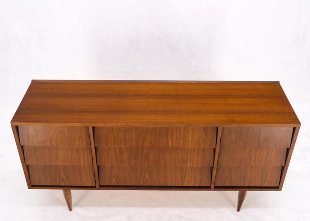 Louver Front 9 Drawers Long Credenza Dresser American Mid-Century Modern Mint!