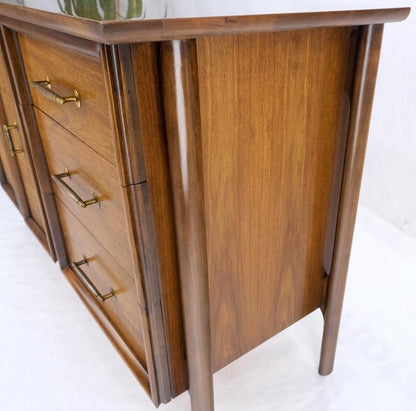 Exposed Sculptural Legs Walnut Three Drawers Two Doors Credenza Server Sideboard