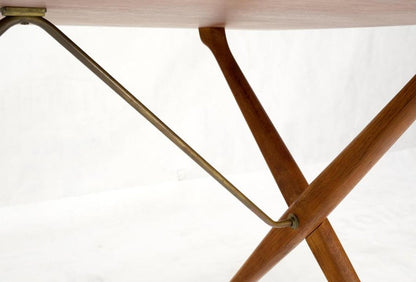 Hans Wegner Danish Mid-Century Modern Teak & Brass X Base Coffee Side Table