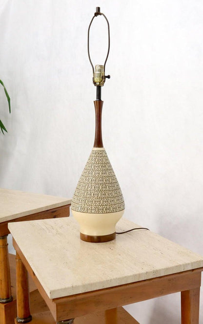 Pottery and Walnut Onion Shape Base Table Lamp, c. 1960's