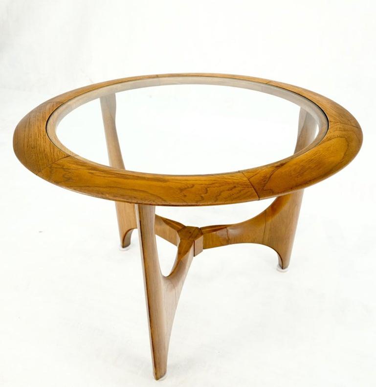 Lane Tripod Trileged Round Beveled Chestnut Bezel Glass Top Side End Table Stand