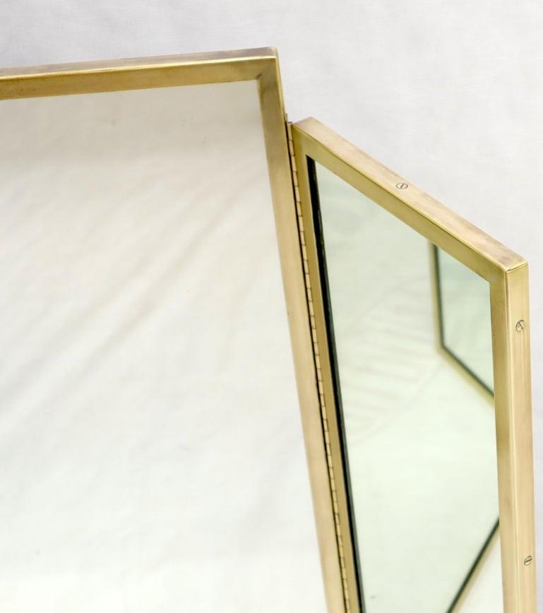 Trifold Brass Wall or Freestanding Dresser Top Mirror
