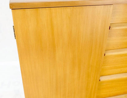 Mid-Century Modern Blond Birch 6 Drawers One Door Compartment Dresser Credenza