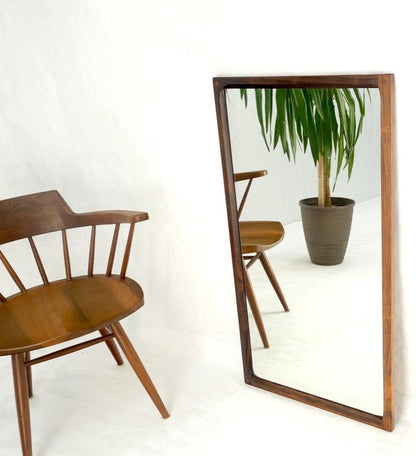 Danish Mid Century Modern Solid Rosewood Frame Rectangle Wall Mirror MINT!
