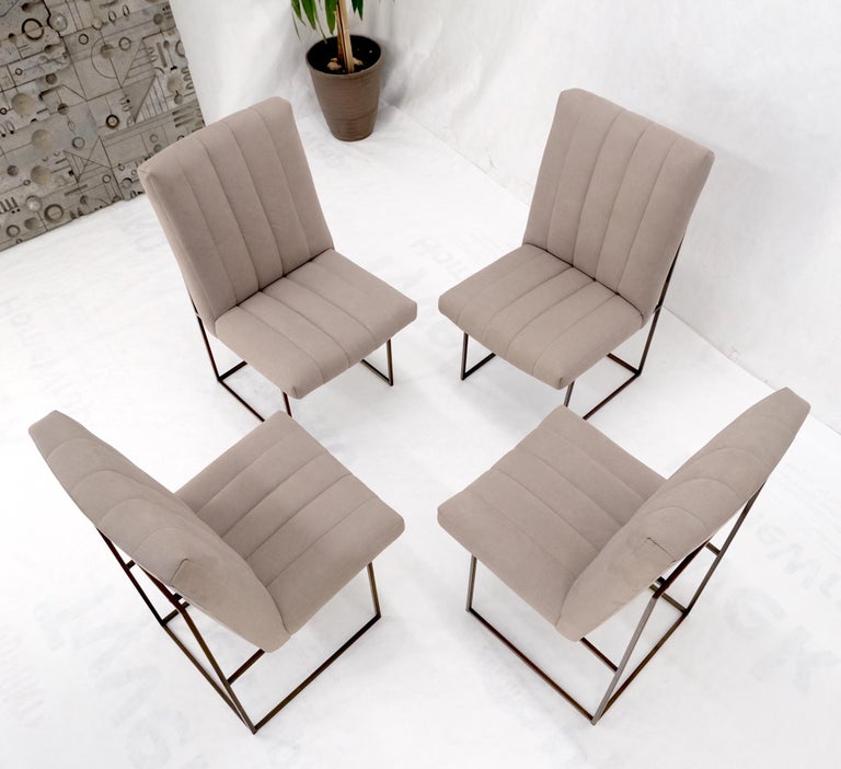 Set of 4 Milo Baughman Mid-Century Modern Dining Chairs New Alcantera Upholstery