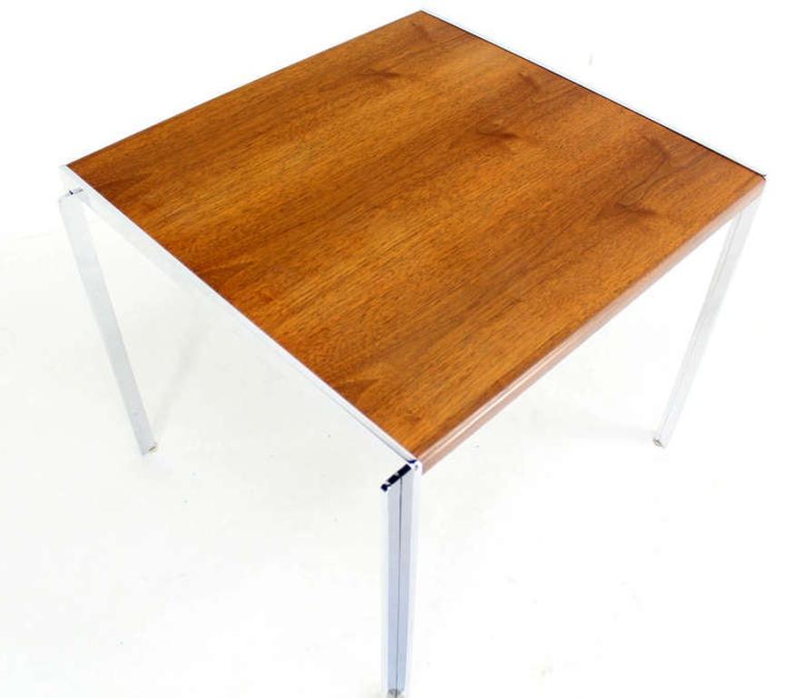 EstablishedLines Mid-Century Modern Stow Davis Walnut and Chrome 24"H Side Coffee End Table MINT!