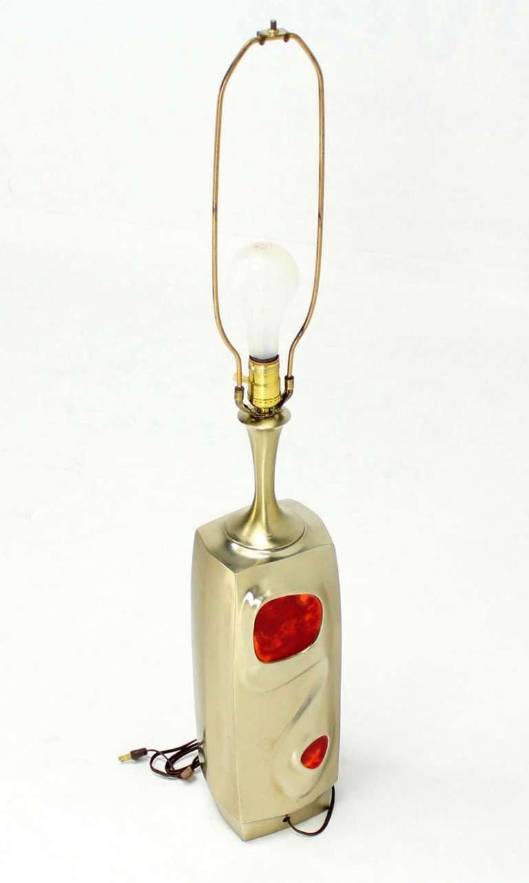 EstablishedLines Mid-Century Modern Art Nouveau Revival Style Cast Metal Base Table Lamp MINT!