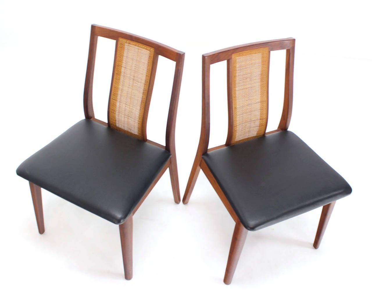 Set 4 Danish Mid-Century Modern Oiled Walnut Cane Back Side Dining Chairs MINT!