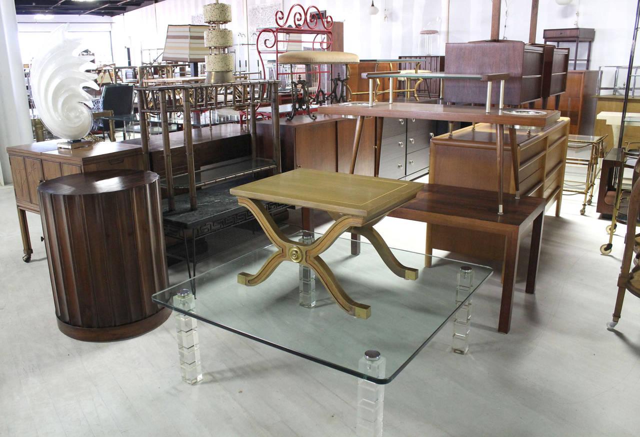 EstablishedLines Heritage Henredon Hollywood Regency Mid Century X-Base Side Table Bench Brass