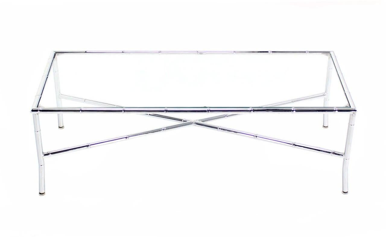 EstablishedLines Mid Century Italian Modern Faux Bamboo X-Base Long Rectangle Coffee Table MINT!