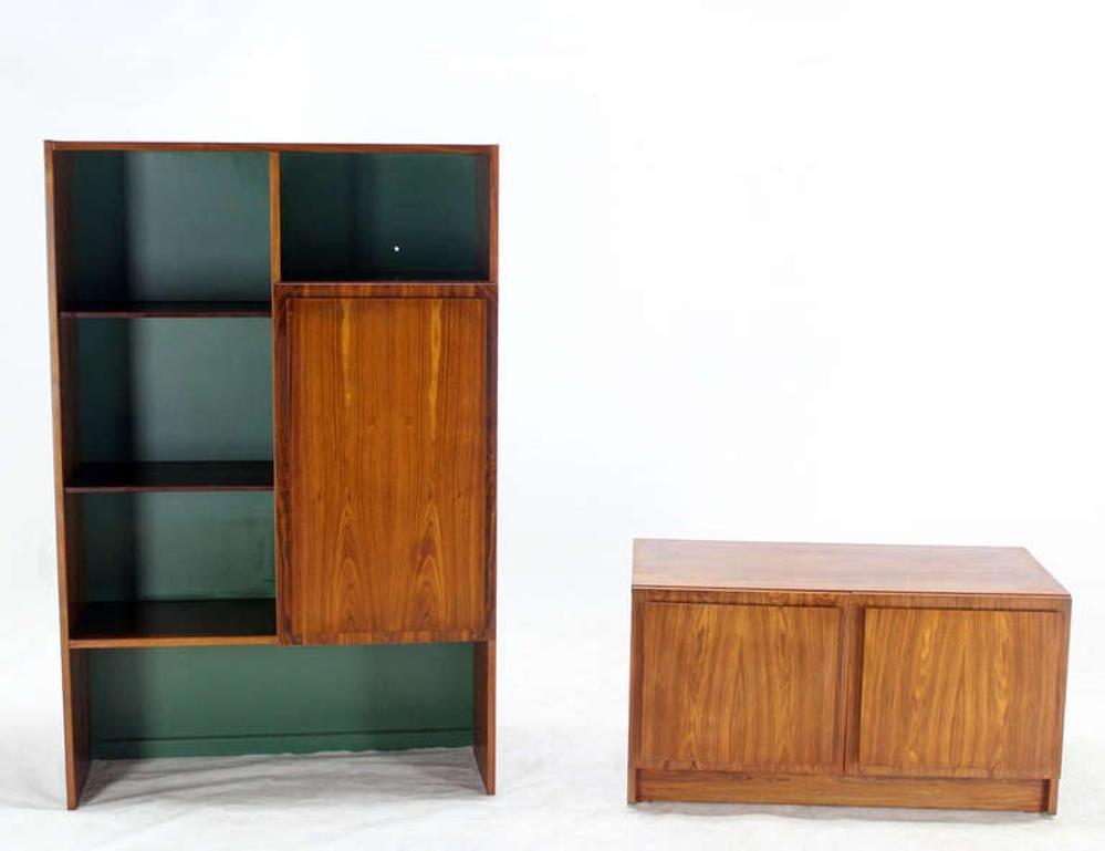 EstablishedLines Danish Mid Century Modern Rosewood Wall Unit Shelves 3 Door Compartments MINT