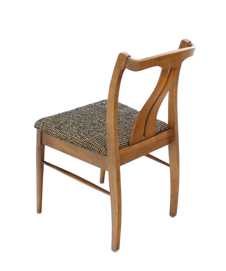 Six Mid-Century Modern Medium Light Walnut Dining Chairs New Upholstery MINT
