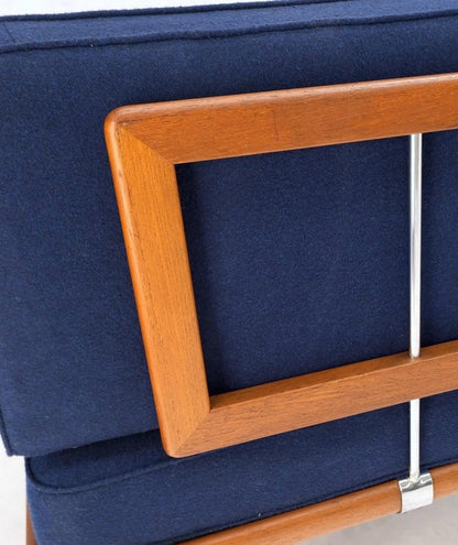 Peter Hvidt Solid Teak Sofa New Blue Wool Upholstery Original Springs Mint!