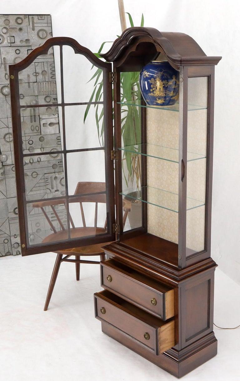 Dome Shape Top Glass Shelves Two Drawer Compartment Curio Display Cabinet