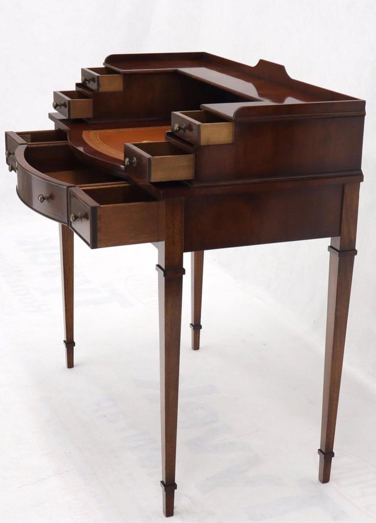 Petit English Multi Drawer Compartment Mahogany Leather Top Desk