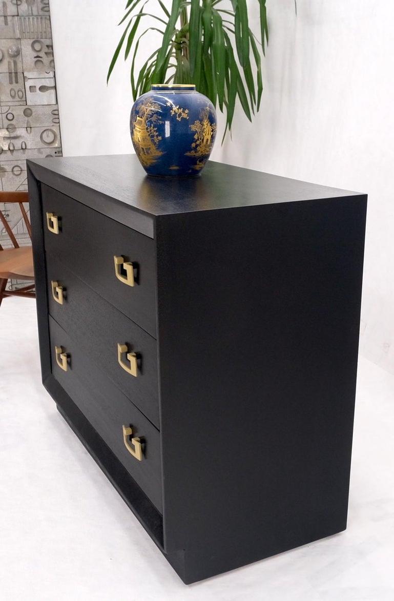 Gold Drop Pulls Ebonized Mahogany 3 Drawers Bachelors Chest Dresser Cabinet MINT