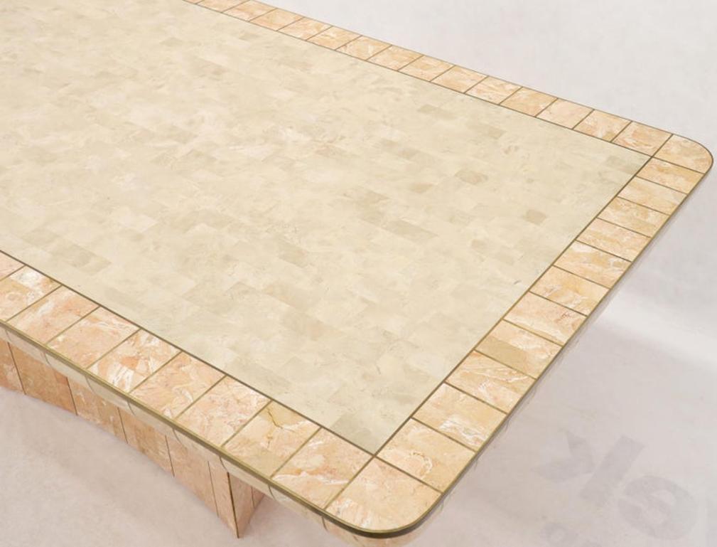 Brass & Tessellated Marble Stone Tile Top Dining Conference Tables