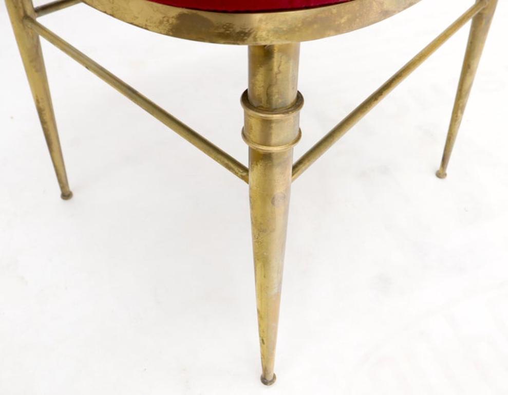 Set of 3 Italian Solid Brass Chiavari Chairs From 1950s New Upholstery