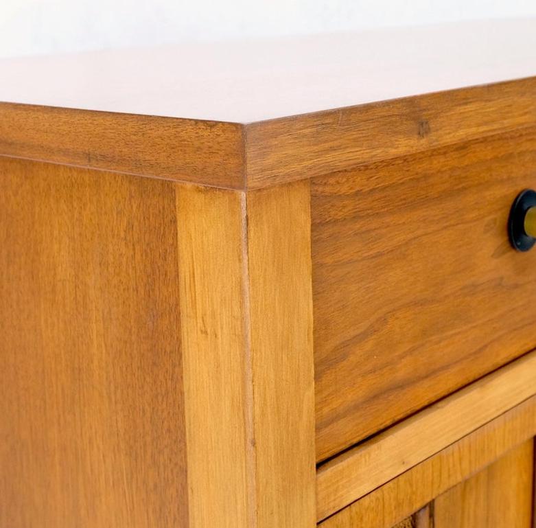 American Walnut Dresser Credenza 4 Drawers Two Door Compartment Brass Pulls MINT