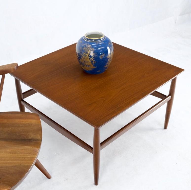 Danish Mid Century Modern Oiled Walnut Dowel Legs Square Coffee Table Mint!