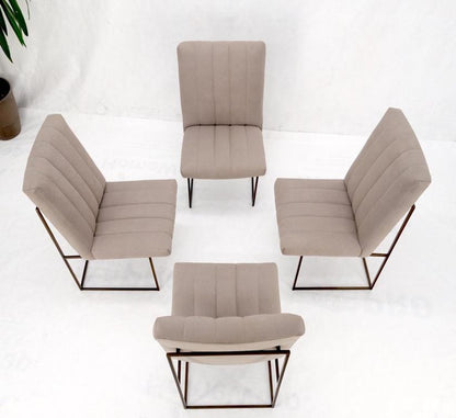 Set of 4 Milo Baughman Mid-Century Modern Dining Chairs New Alcantera Upholstery