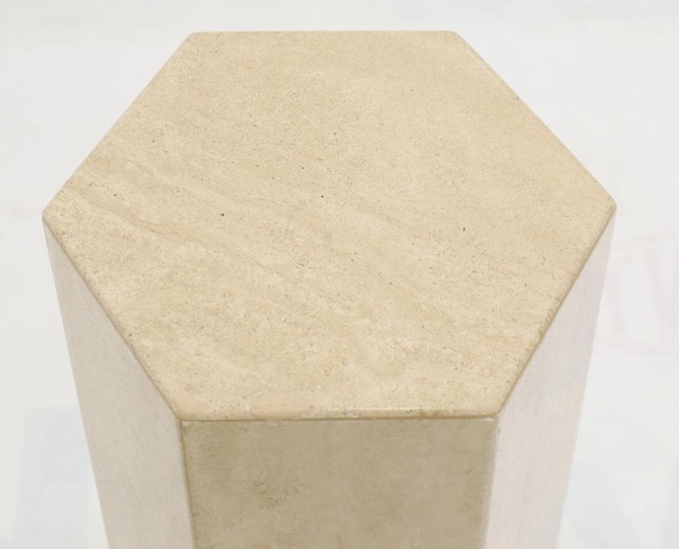 Mid-Century Modern Travertine Marble Tall Tower Shape Table Pedestal