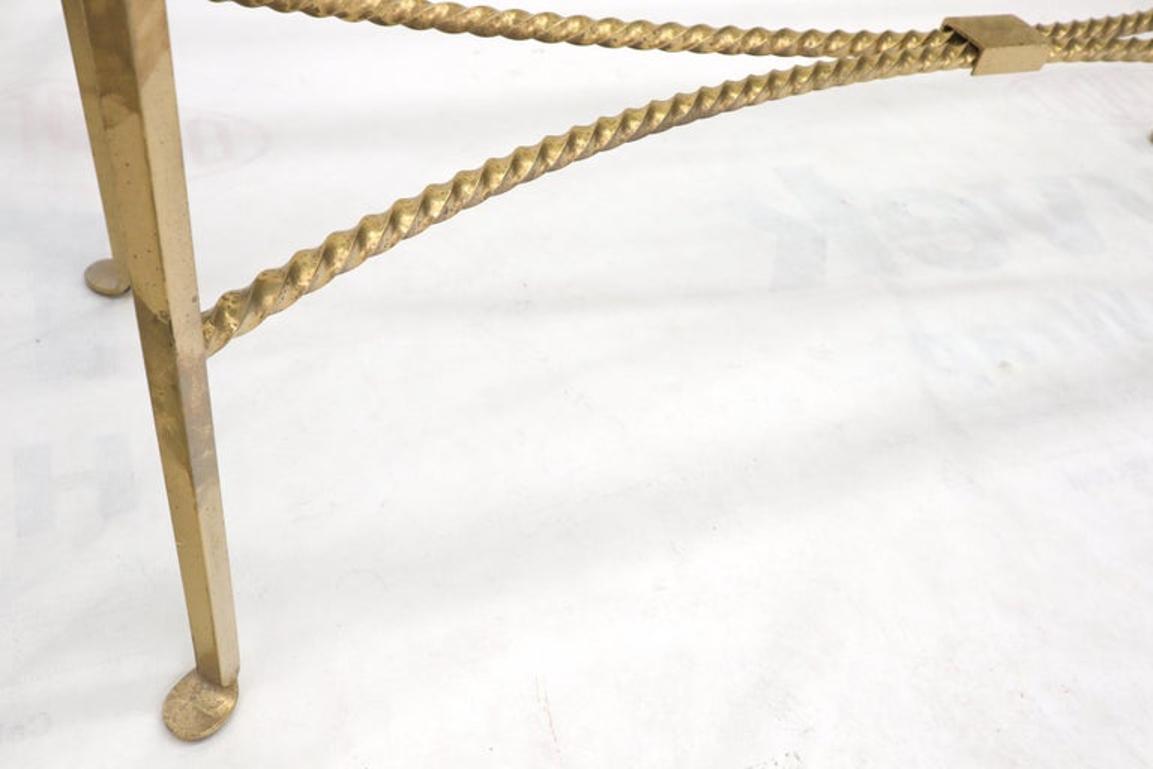 Twisted Rope Forged Gold Finish Glass Top Console Table