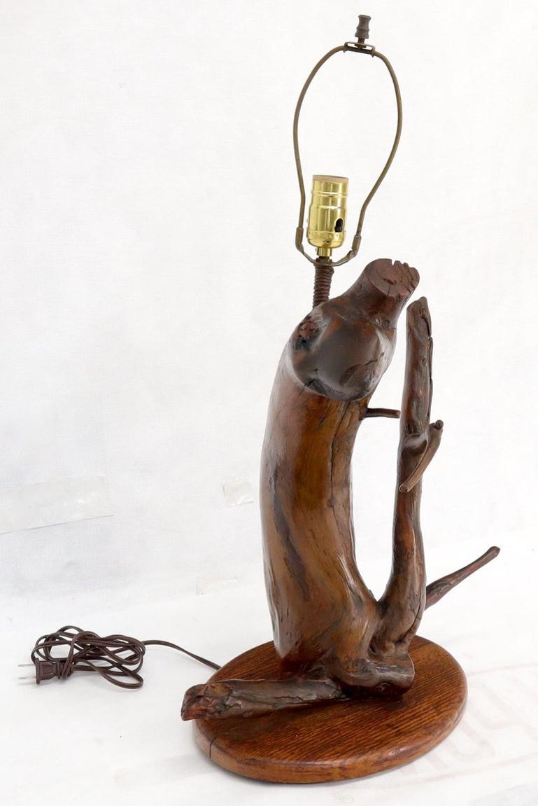 Varnished Arts & Crafts Driftwood Table Lamp