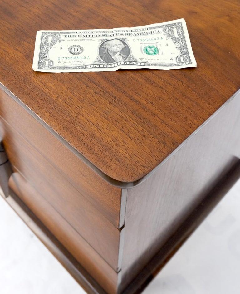 Pair Walnut Mid Century 3 Drawers Sculptural Night Stands End Tables Mint!