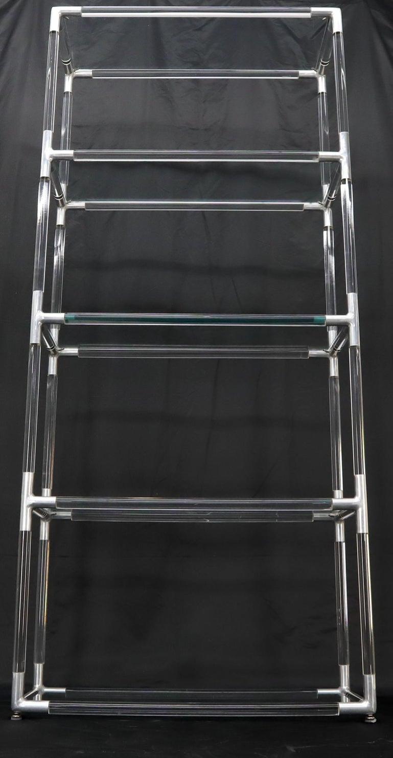 5-Tier Lucite and Glass Mid-Century Modern Étagère Shelf Wall Unit