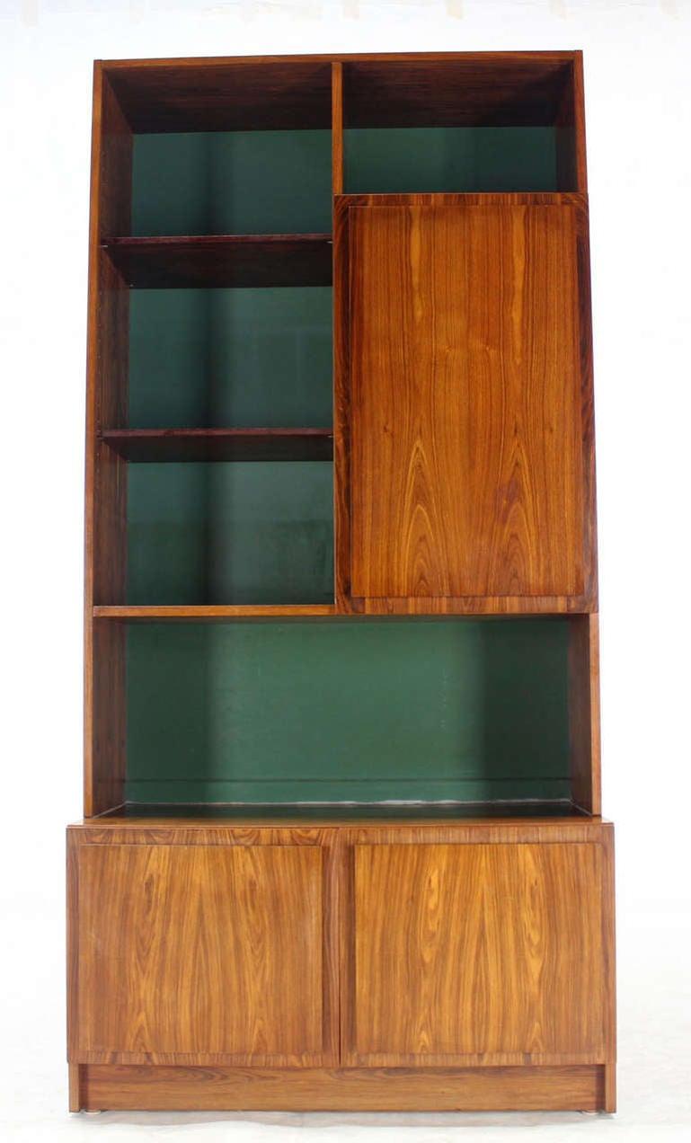 EstablishedLines Danish Mid Century Modern Rosewood Wall Unit Shelves 3 Door Compartments MINT