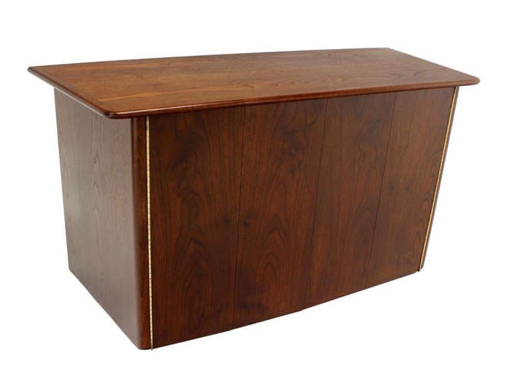 EstablishedLines Pair HANGING Walnut Mid-Century Danish Modern Floating Dressers Console Cabinets
