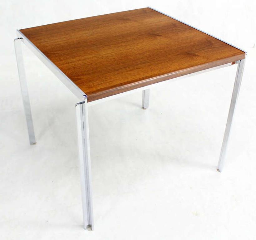 EstablishedLines Mid-Century Modern Stow Davis Walnut and Chrome 24"H Side Coffee End Table MINT!