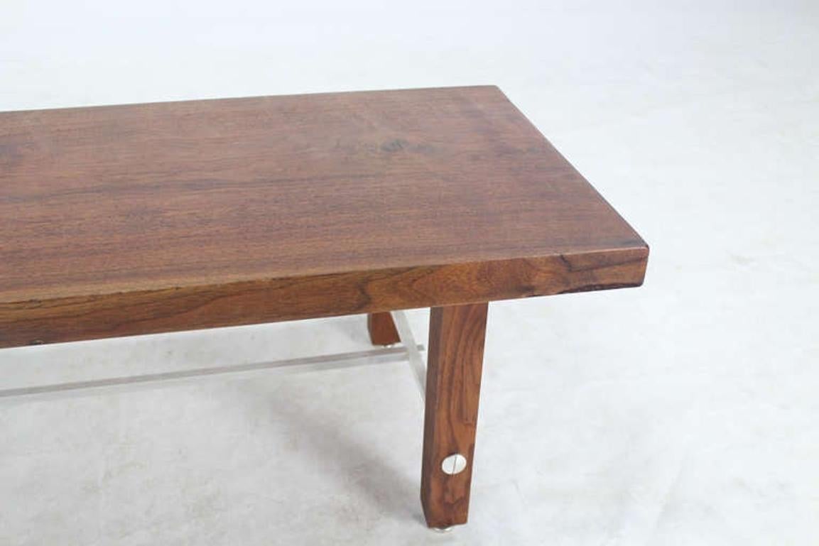 EstablishedLines 6 ' Long Solid Walnut Top Coffee Table or Bench on Solid Legs Aluminum Stretcher