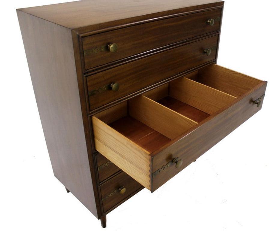 EstablishedLines Johnson John Stuart Mid Century Modern Walnut High Chest Dresser Brass Pull MINT