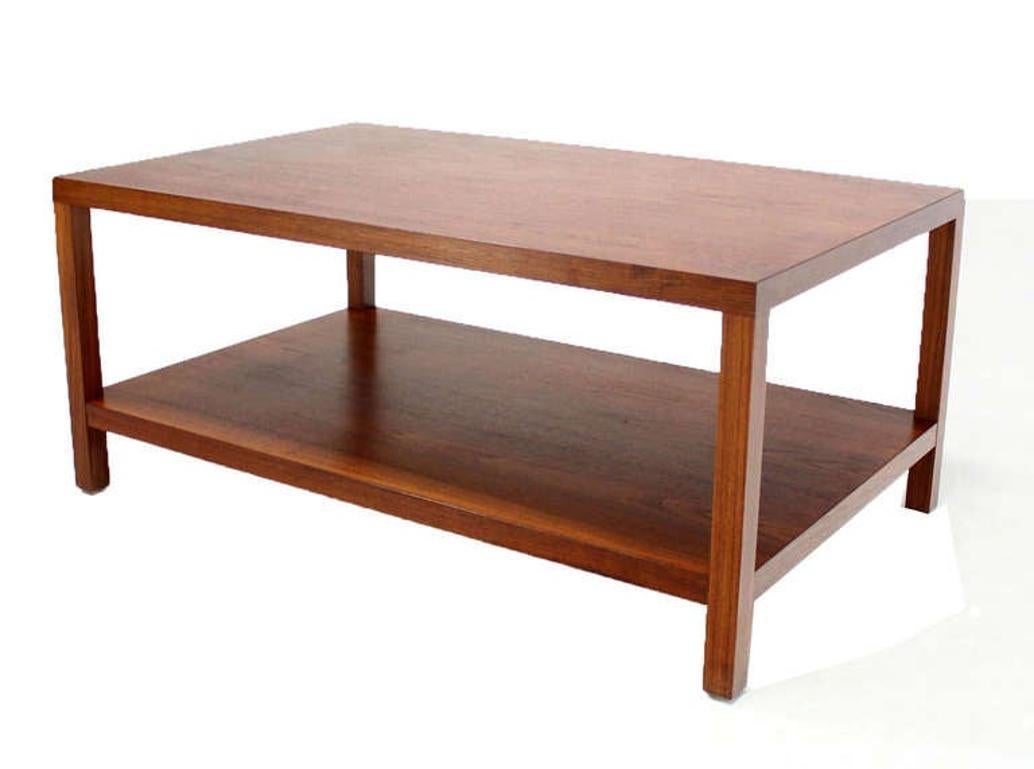 EstablishedLines Mid Century Modern Parson Style Large Rectangle Coffee Table w Bottom Shelf MINT
