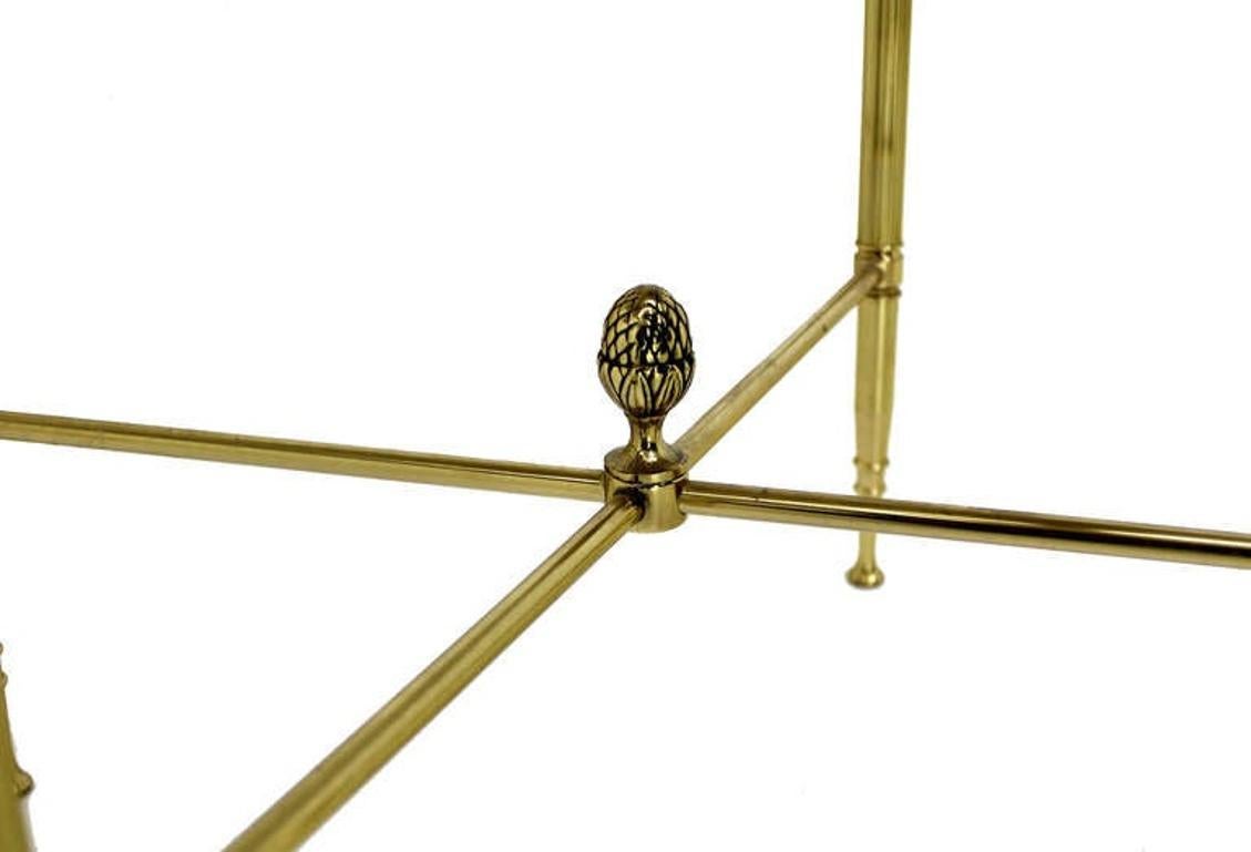 EstablishedLines Solid Brass Smoked Glass Set of Three Nesting Stacking Side Occasional Tables