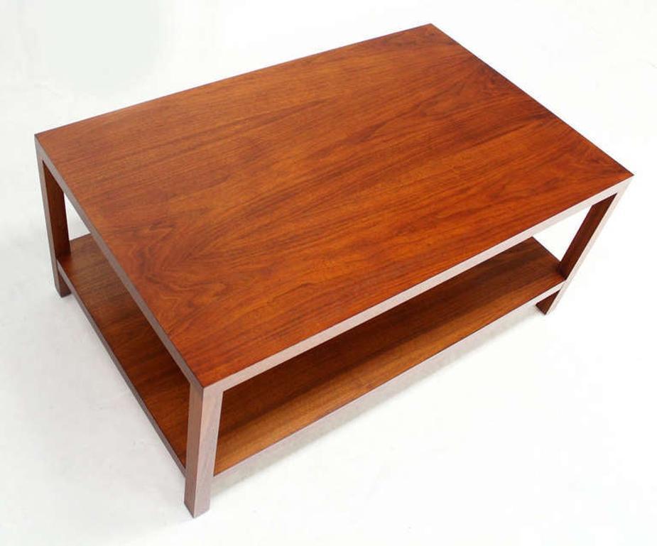 EstablishedLines Mid Century Modern Parson Style Large Rectangle Coffee Table w Bottom Shelf MINT