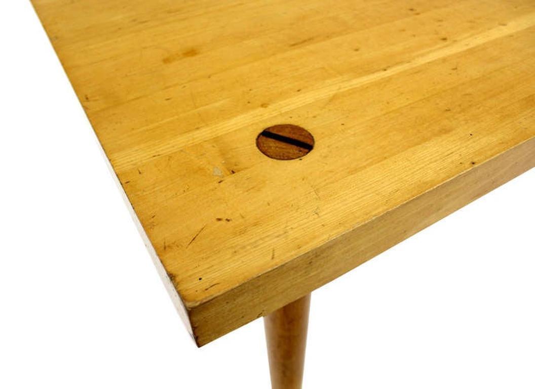 Solid Maple 2" Thick Butcher Block Top Tapered Dowel Legs Writing Dining Table