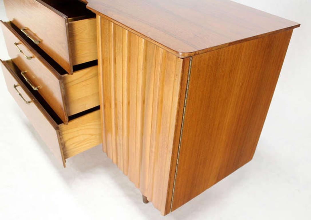 EstablishedLines Danish Mid Century Modern Long Walnut Dresser Super Clean 3 Drawers Two Doors
