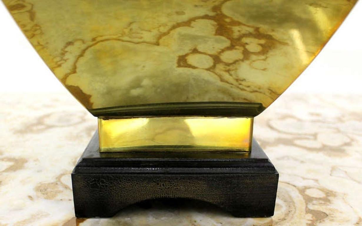 EstablishedLines Mid Century Modern Polished Brass 4 Handles Square Jug Shape Table Lamp MINT!