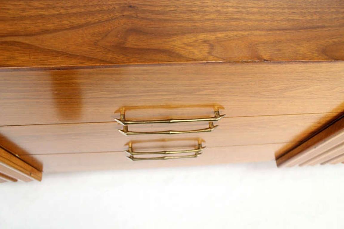 EstablishedLines Danish Mid Century Modern Long Walnut Dresser Super Clean 3 Drawers Two Doors