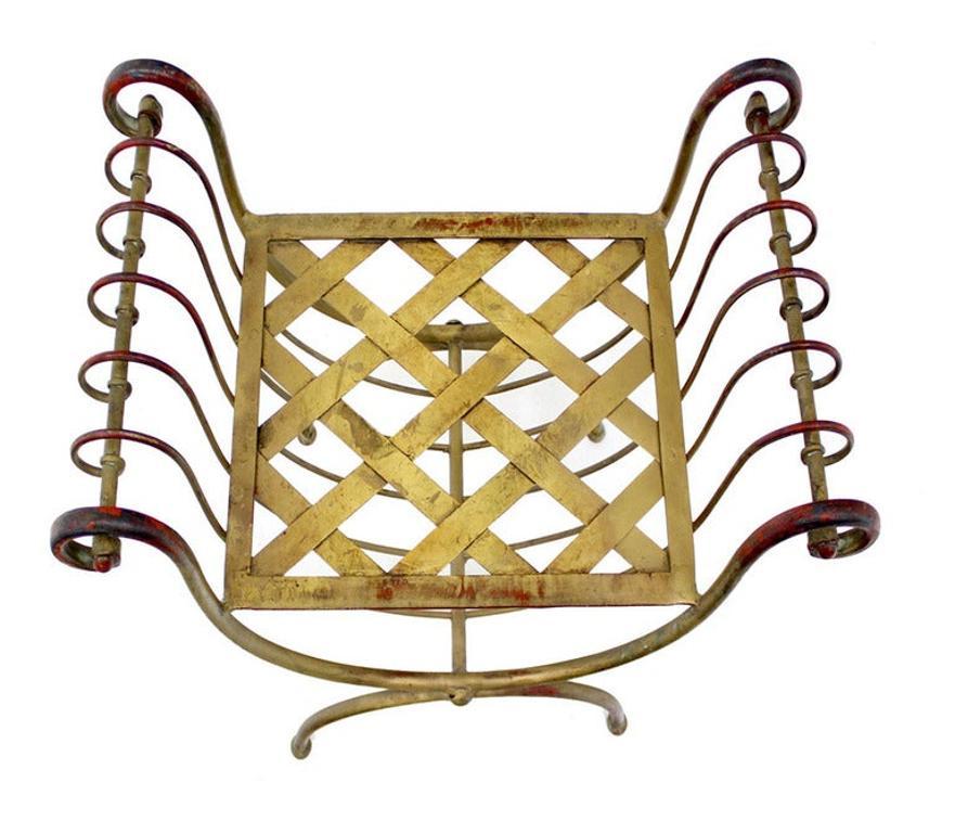 EstablishedLines Mid Century Modern U Shape Gilt Wrought Iron Window Bench NEW Upholstery MINT!