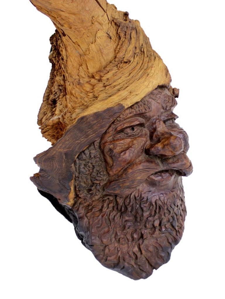 EstablishedLines Very Fine Detailed Burl Wood Carving of an Elf or Gnome Face Wall Sculpture MINT