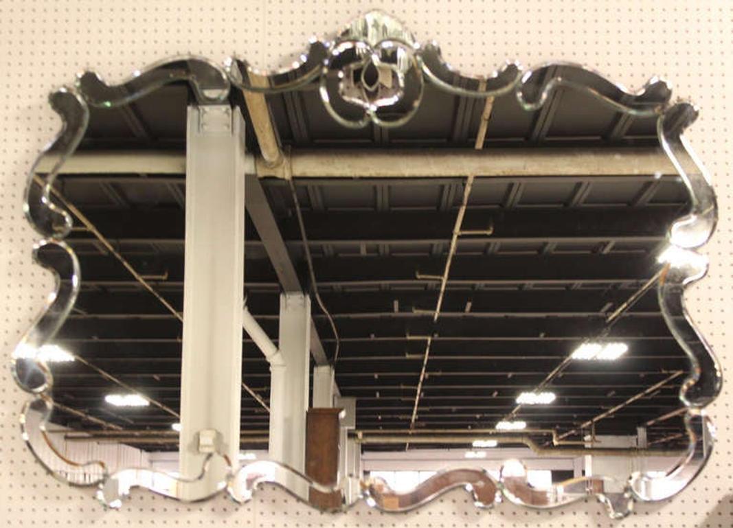 EstablishedLines C1940s Venetian Style Beveled Glass Scrolls Decorated Wall Mirror MINT!