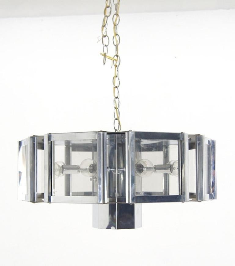 EstablishedLines Sonneman Midcentury Chrome Glass Light Fixture