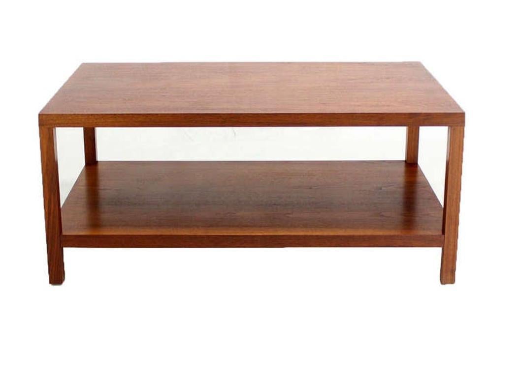 EstablishedLines Mid Century Modern Parson Style Large Rectangle Coffee Table w Bottom Shelf MINT