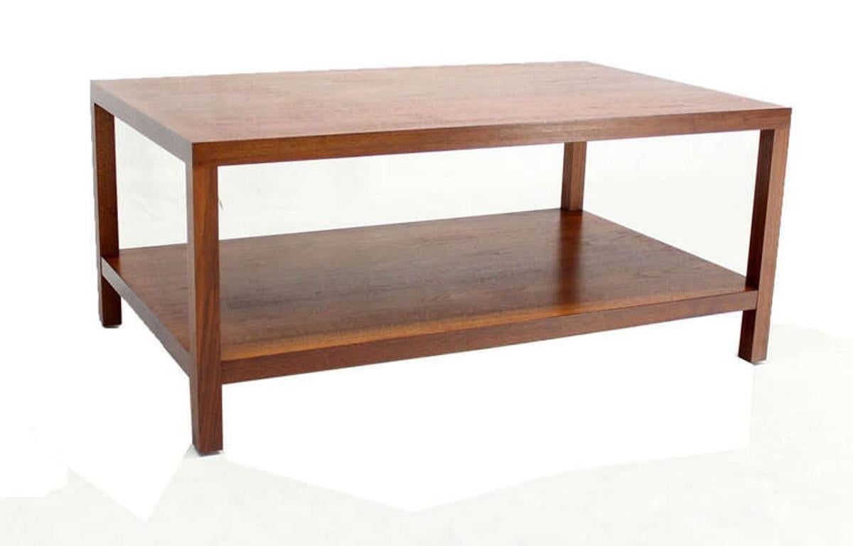 EstablishedLines Mid Century Modern Parson Style Large Rectangle Coffee Table w Bottom Shelf MINT