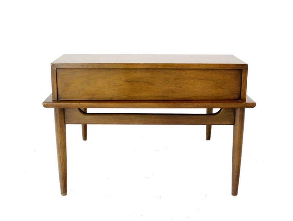 EstablishedLines Light Walnut Oversize 32" Wide Two Drawers Dowel Leg Step End Coffee Table MINT!